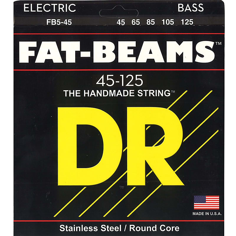 DR FB5-45 Fat-Beams Stainless Steel 5 String Bass Guitar Strings 45-125 Medium image 1