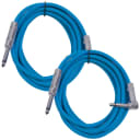 2 Pack - 10' Blue Guitar Cable TS 1/4" to Right Angle - Instrument Cord