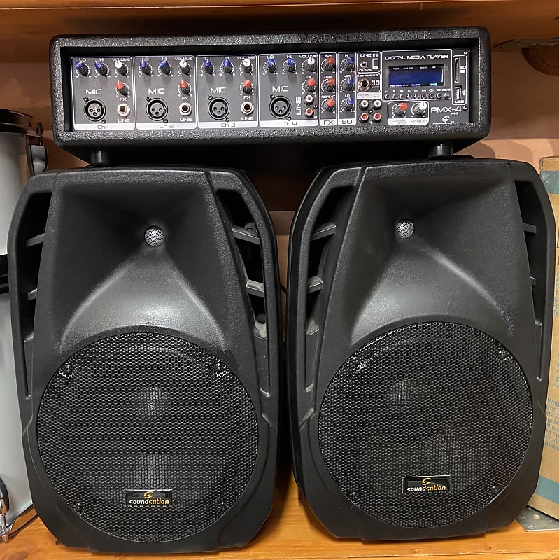 Impianto audio soundsation 200W completo di mixer casse e cavi image 1