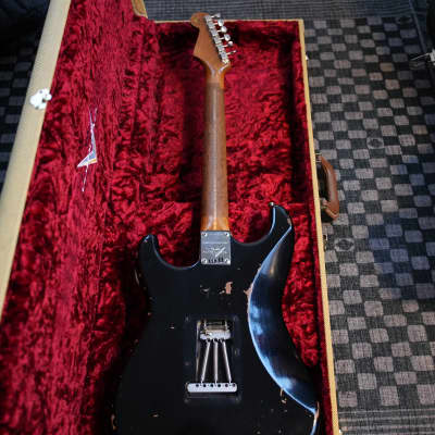 NAMM ltd Fender Fender Custom Shop '56 Stratocaster Roasted Relic Aged Black Electric Guitar 2020 - nitro lacquer finish image 7
