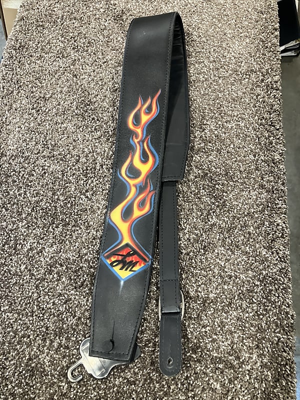 LM AB24FL Leather Guitar Strap Reverb