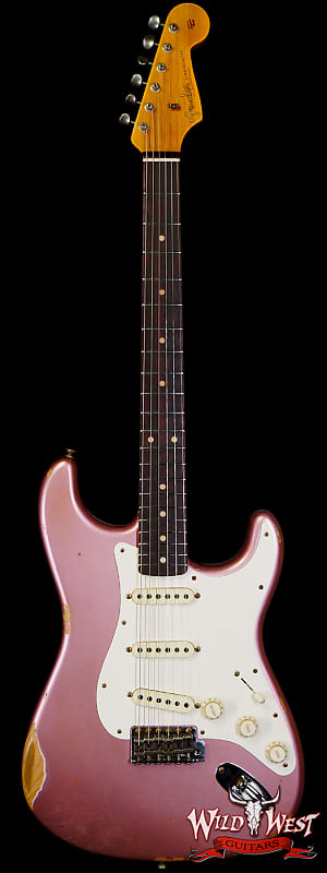 Fender Custom Shop 1959 Stratocaster AAA Rosewood Board Relic Faded Aged Burgundy Mist Metallic image 1