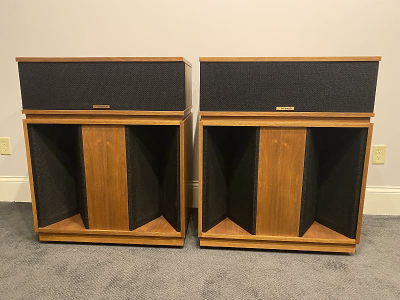 Klipsch Belle Classic Speakers (1980) – Rare Walnut Pair w/ Original Brochure  			