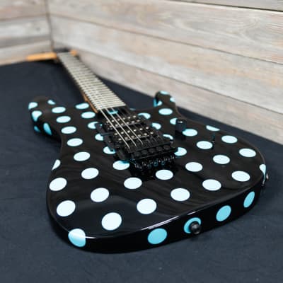 Kramer NightSwan Electric Guitar - Black with Blue Polka Dots (9023-SR) image 16