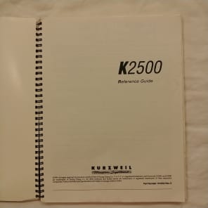 Kurzweil K2500 Series, Reference Guide 1995 Spiral Back image 2