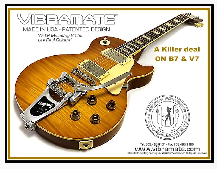 DEALIN' New Bigsby B7, Vibramate V7 (6") Combo - EZ Bolt-On, Fits Gibson, Epiphone & Most Les Paul Guitars image 1