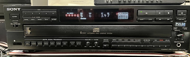 Sony CDP-C715 5 Disc CD Player Changer w/ Remote & Manual; Tested