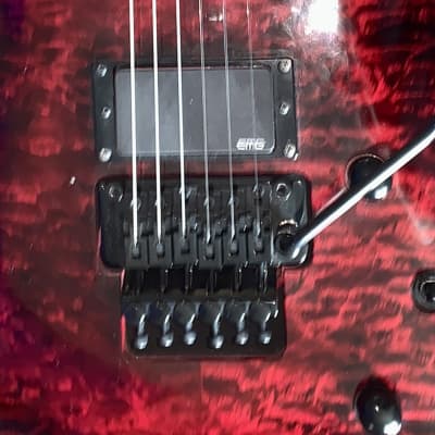 Jackson SLATXMGQ 3-6 neckthru Soloist Electric Guitar - Quilted Top in Trans Red Floyd rose emg pickups ohsc image 5