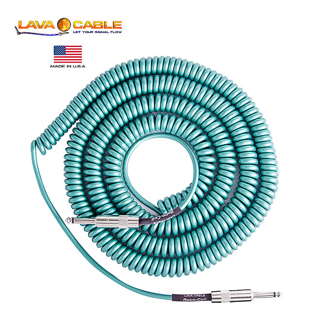 Lava Cable Retro Coil Instrument Guitar/Bass Cable 1/4" to 1/4" Straight Metallic Green - 20 ft image 1