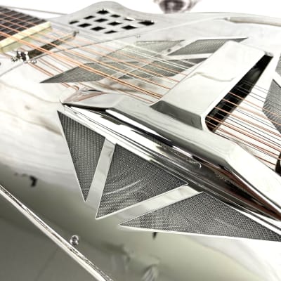 Royall Trifecta TC-14 Bright Mirror Nickel Finish Cutaway 12 String Tricone Resonator Guitar With Pickup image 6