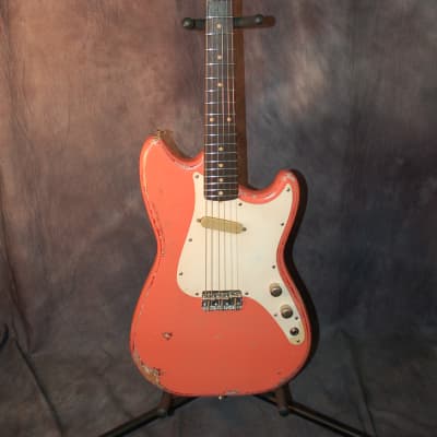 Video Demo Vintage 1960 Fender Musicmaster Refin'd Shell Pink Pro Setup Original Hard Shell Case image 1