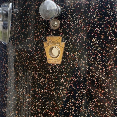 Vintage OCT 26, 1967 Ludwig 15x12 Marching Snare Drum in Black Galaxy Sparkling Pearl - Nice! image 6