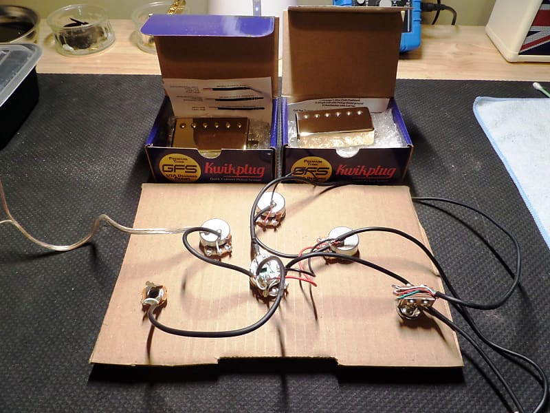 GFS Kwikplug Humbucker Pickups with wiring harness 2017 Gold | Reverb
