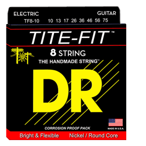 DR TF8-10 Tite Fit Nickel Plated 8-String Guitar Strings - Medium (10-75)