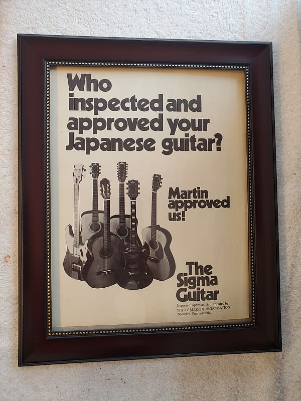1974 Martin Guitars Promotional Ad Framed Sigma Guitars Original image 1