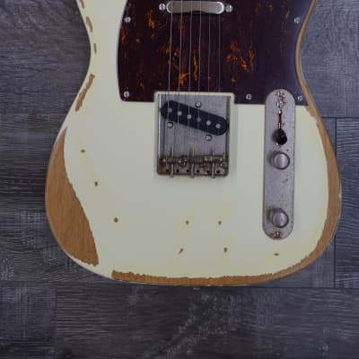 AIO TC3 Relic Electric Guitar - Olympic White (Brown Pickguard) w/ Gator GC-Electric-A Case image 2