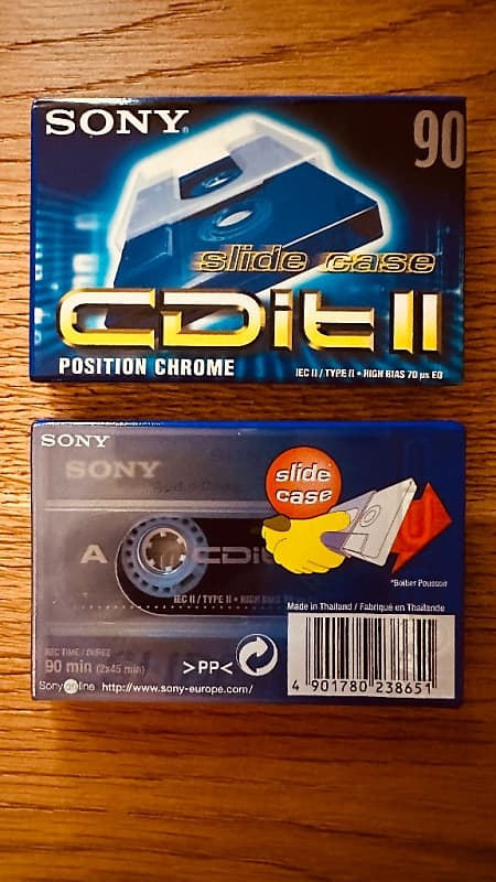 Sony CDit II 90 Chrome - 1998 - Blue Cassette Tape - Slide Case image 1