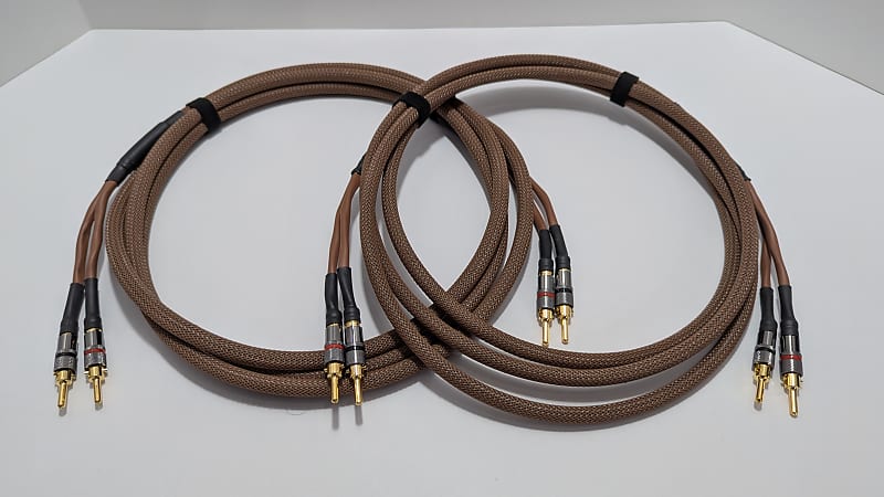 Speaker Cables, Canare 4S8, Banana Plugs, Brown, 10' Pair