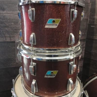 Ludwig Vintage 70's 4 pc Burgundy Sparkle Drum Shell Pack(4 Piece) (Hollywood, CA) (TOP PICK) image 5