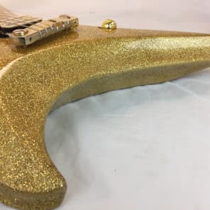 Galaxy Mara AttilaZaster Handmade Custom V  Holographic Gold Metalflake Guitar image 12