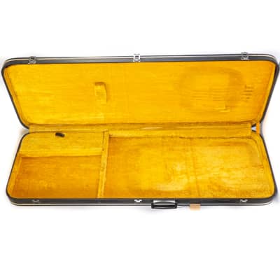 Vintage 70’s Bass Guitar Case w/ Black Tolex, Plush Yellow Interior image 3