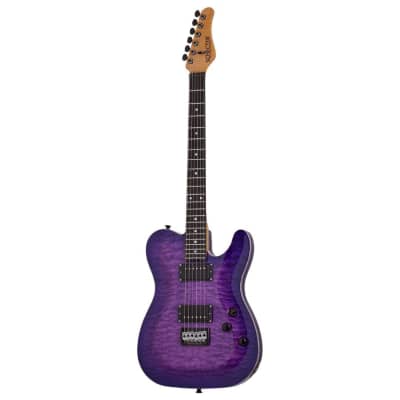 Schecter PT Classic 6-String Right-Handed Electric Guitar with Mahogany Semi-Hollow Body and Ebony Fretboard (Purple Burst) for sale