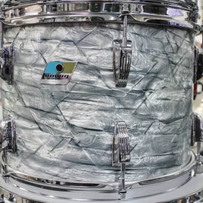 Ludwig 1971 3 Ply Clear Interior Blue/Olive Badge Drum Set Sky Blue Pearl image 3