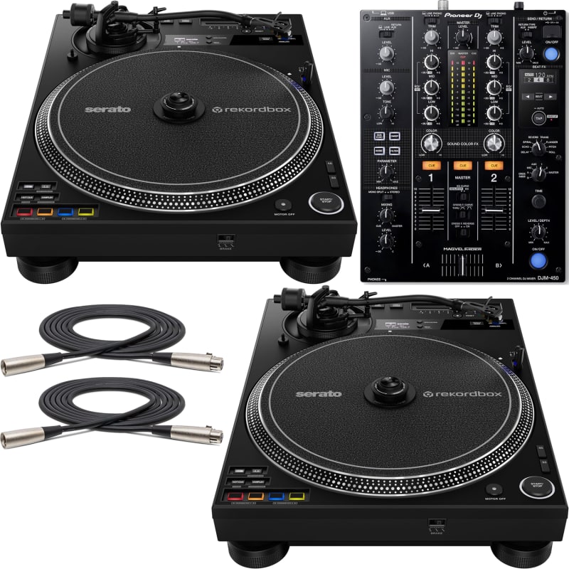 Pioneer PLX-CRSS12 Direct Drive Hybrid Turntables (2) w/ DJM-450