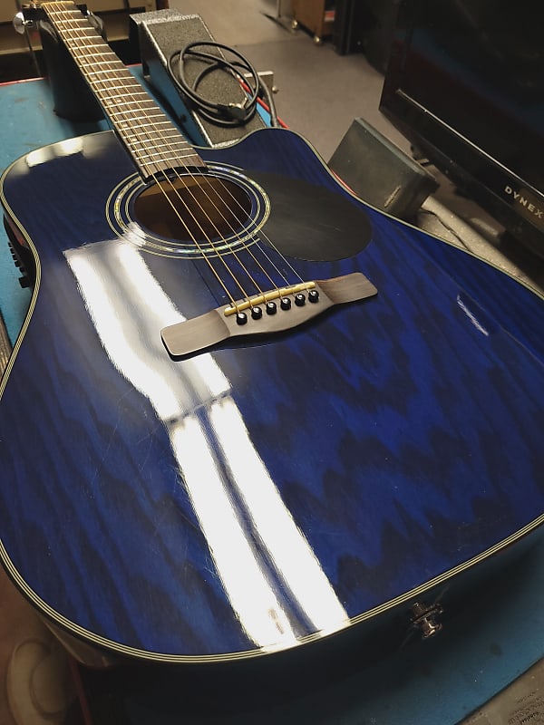 Samick D-4CE/TBL Greg Bennet Design Transparent Blue | Reverb