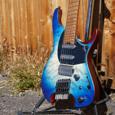 Ibanez QX54QMBSM Blue Sphere Burst Matte Headless 6-String Electric Guitar w/ Gig Bag (2021) image 7