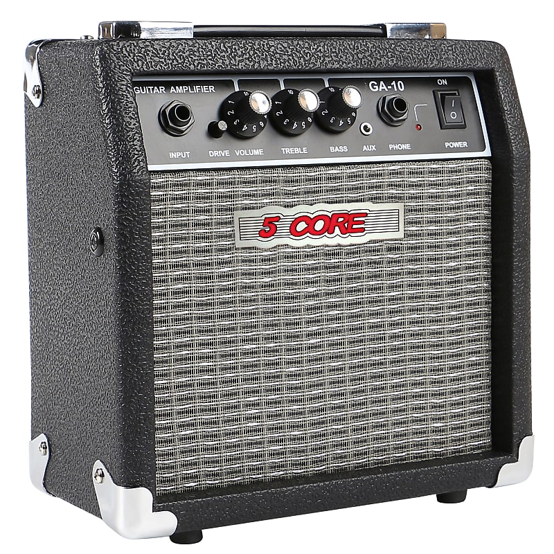 5 Core Guitar Amplifier 10 Watt Electric and Acoustic Amp for Practice with Inbuilt Speaker Aux Input Volume Bass Treble Control Amp GA 10 BLK image 1
