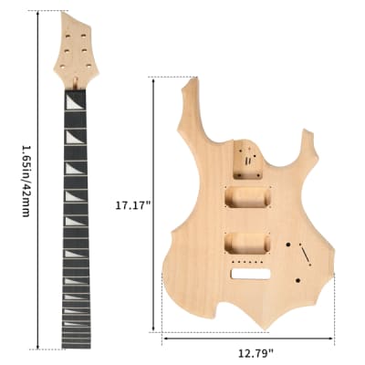 DIY 6 String Flame Shaped Style Electric Guitar Kits with Mahogany Body, Maple Neck and Accessories image 6