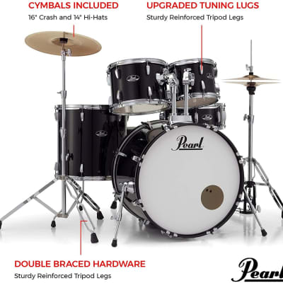 Pearl Roadshow 5-Piece New Fusion Drum Set Jet Black image 2