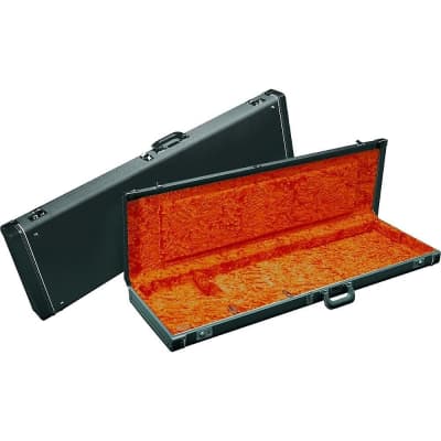 G&G Deluxe Strat /Tele  Hardshell Case Left Handed Black with Orange Plush Interior image 2