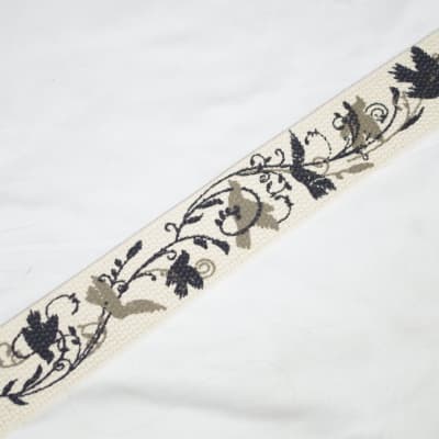 PERRI's Birds and Vines cotton Guitar Strap NEW - Leather ends - 2" wide image 2