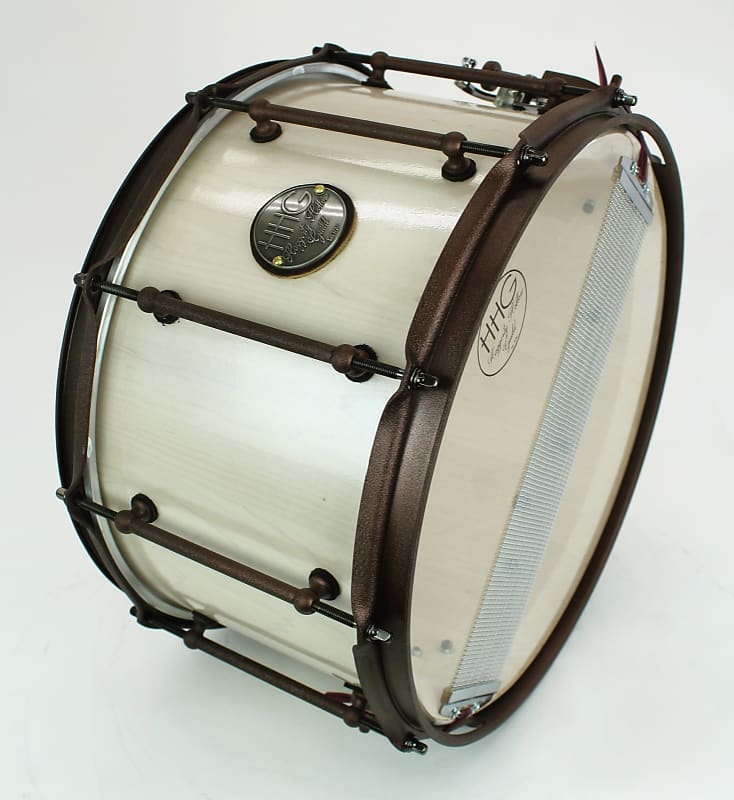HHG Drums 14x8 Maple Stave Snare, Antique White Pearl Lacquer image 1