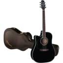 New Takamine Legacy Series EF341SC Left-Handed Dreadnought Acoustic Electric Guitar w/ Case, Black