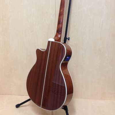 Caraya FB711BCEQN44 4-String Electric-Acoustic Bass Guitar, Natural + Free Gig Bag, picks image 8