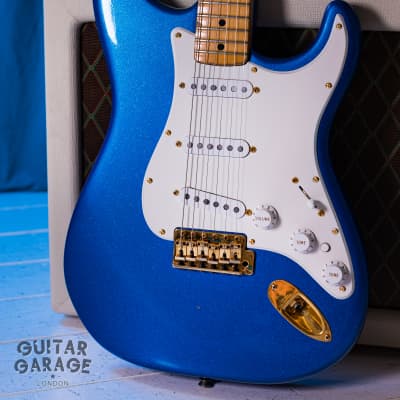 1982 Fender USA The Strat Sapphire Blue sparkle gold hardware maple neck Dan Smith era guitar image 1