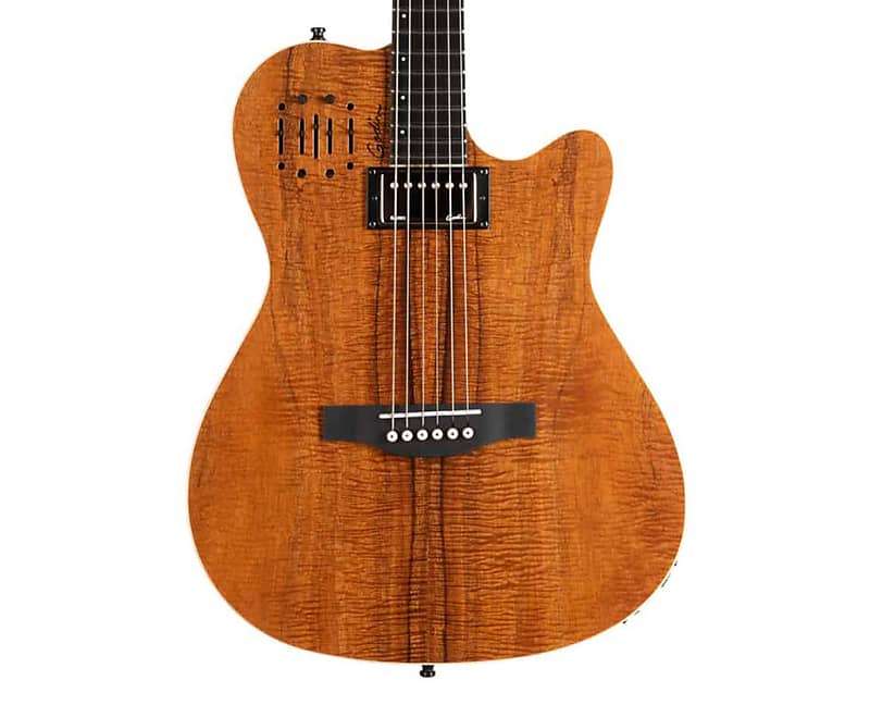 Godin A6 Ultra Extreme HG SF Figured Koa Semi-Hollow Natural