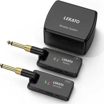 LEKATO 2.4GHz Wireless Guitar Transmitter Receiver W/ Charging Box 1/4”& 1/8”Plug image 2