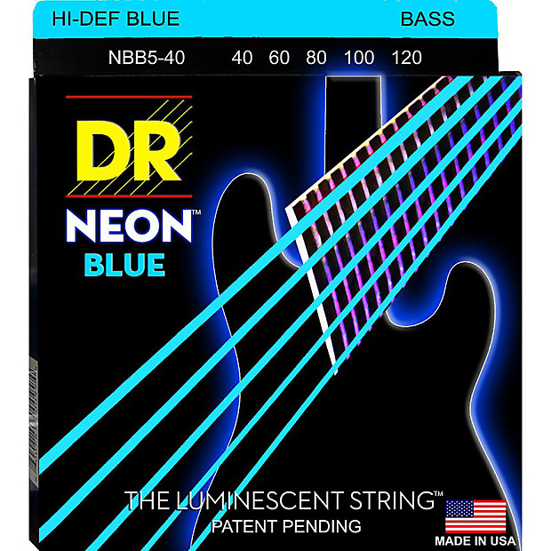 DR NBB5-40 Hi-Def Neon 5-String Bass Strings - Light (40-120) image 1