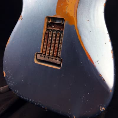 Custom/Hybrid Stratocaster, Heavy Relic, Blue Ice Metallic over 3-Tone Sunburst image 8