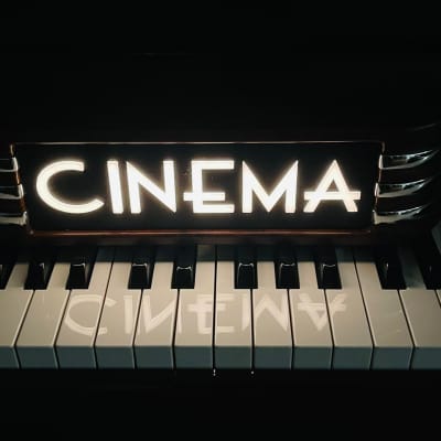 Cinema Light BATTERY POWERED 14" Sign Medium Cedar for Home Movie Cinema with 3D Raised Art deco Lettering Free Shipping image 2