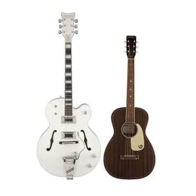 Gretsch G7593T Billy Duffy Signature Falcon 6-String Hollow Body Electric Guitar - Right-Handed (White Lacquer) Bundle with Gretsch Jim Dandy Parlor Acoustic Guitar (Frontier Satin) image 1