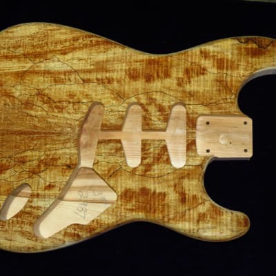Spalted Maple Top /Aged Pine Strat body Standard Hardtail 3lbs 13oz #2987 image 2
