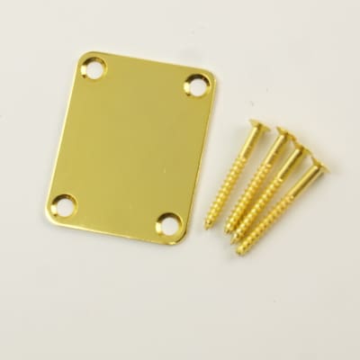 Replacement Metal Neck Plate For bolt-on neck Guitars ,w/4 Screws ,Gold Plated