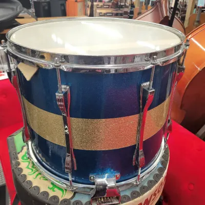 Ludwig Marching Snare Blue And Olive 12x15 1970 Blue/Gold Sparkle image 9