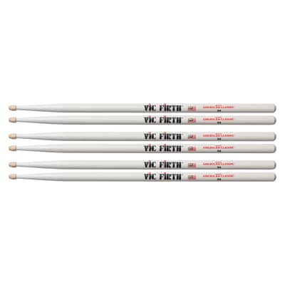 Vic Firth American Classic White 5A Wood Tip Drum Sticks (3 Pair Bundle)