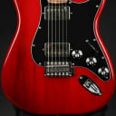 Fender Channel Exclusive Mahogany Blacktop Stratocaster - Crimson Red Transparent